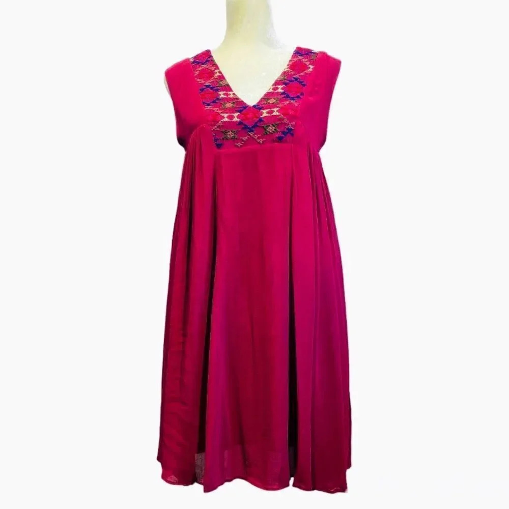 Anthropology Roberta Freymann Babydoll Tent Dress - Burgundy